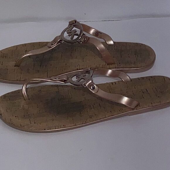 Michael Kors Women's Sable MK Charm Jelly PVC Cork Flip Flop Sandals Size 10M - Picture 5 of 9